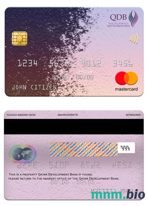 Qatar Development Bank przykład karty mastercard w formacie PSD